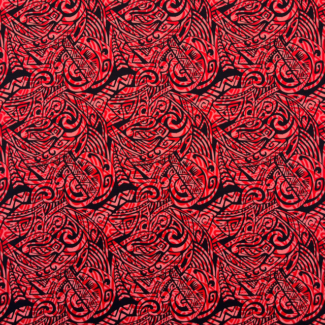 Cotton Barkcloth Fabric Traditional Polynesian Tattoo Swirl