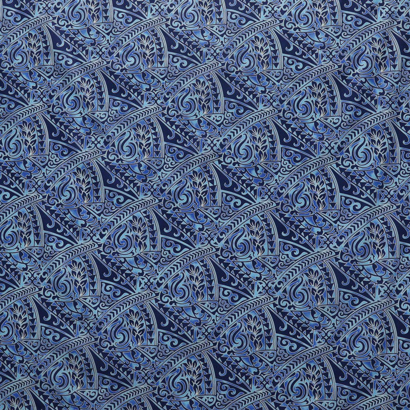 Traditional Polynesian Tattoo Triangle Formation Design Poly-Cotton Fabric - Red, Blue, Grey, Gold, 45" Width (1 Yard)