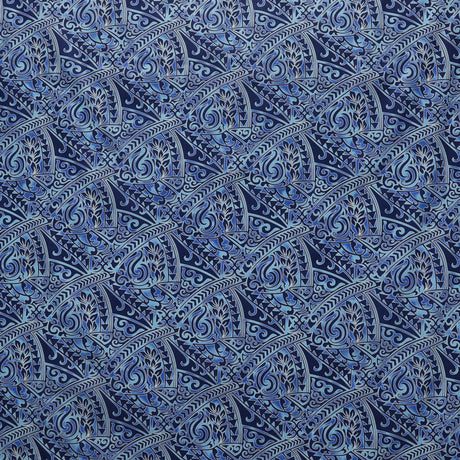 Traditional Polynesian Tattoo Triangle Formation Design Poly-Cotton Fabric - Red, Blue, Grey, Gold, 45" Width (1 Yard)