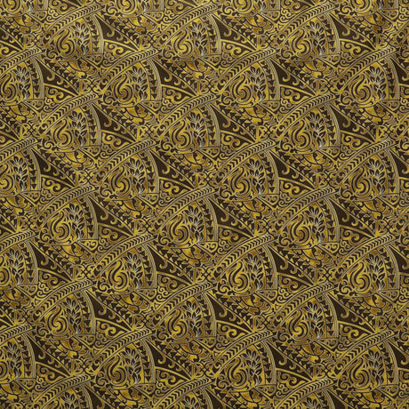 Traditional Polynesian Tattoo Triangle Formation Design Poly-Cotton Fabric - Red, Blue, Grey, Gold, 45" Width (1 Yard)