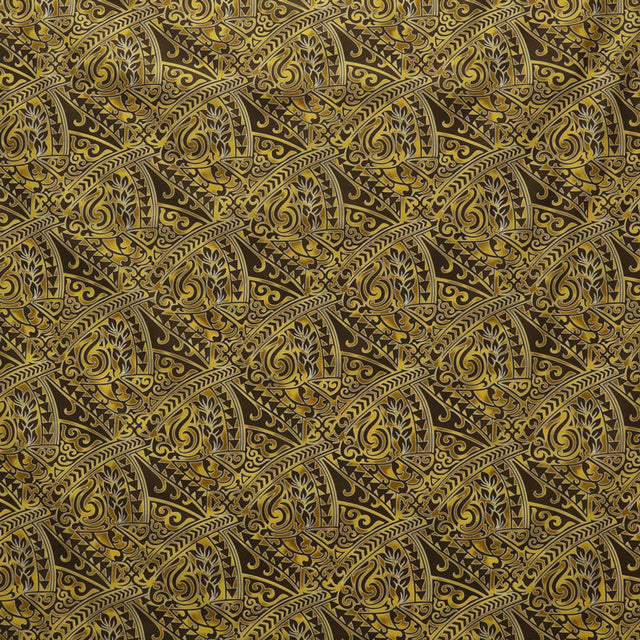 Traditional Polynesian Tattoo Triangle Formation Design Poly-Cotton Fabric - Red, Blue, Grey, Gold, 45" Width (1 Yard)