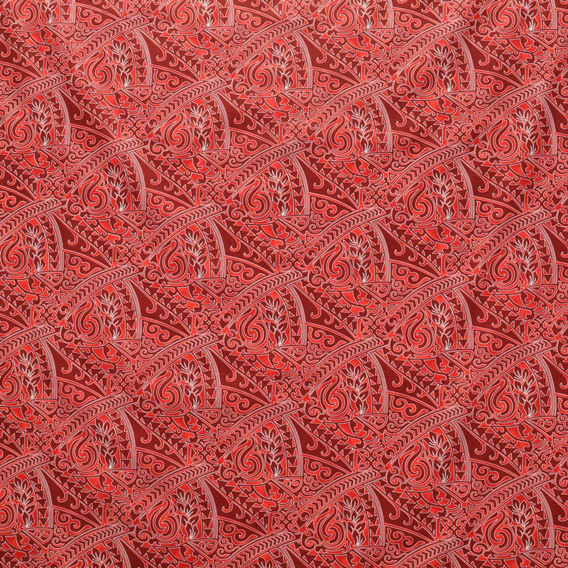 Traditional Polynesian Tattoo Triangle Formation Design Poly-Cotton Fabric - Red, Blue, Grey, Gold, 45" Width (1 Yard)