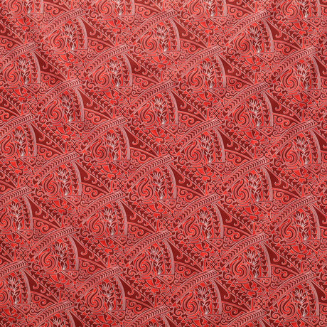 Traditional Polynesian Tattoo Triangle Formation Design Poly-Cotton Fabric - Red, Blue, Grey, Gold, 45" Width (1 Yard)
