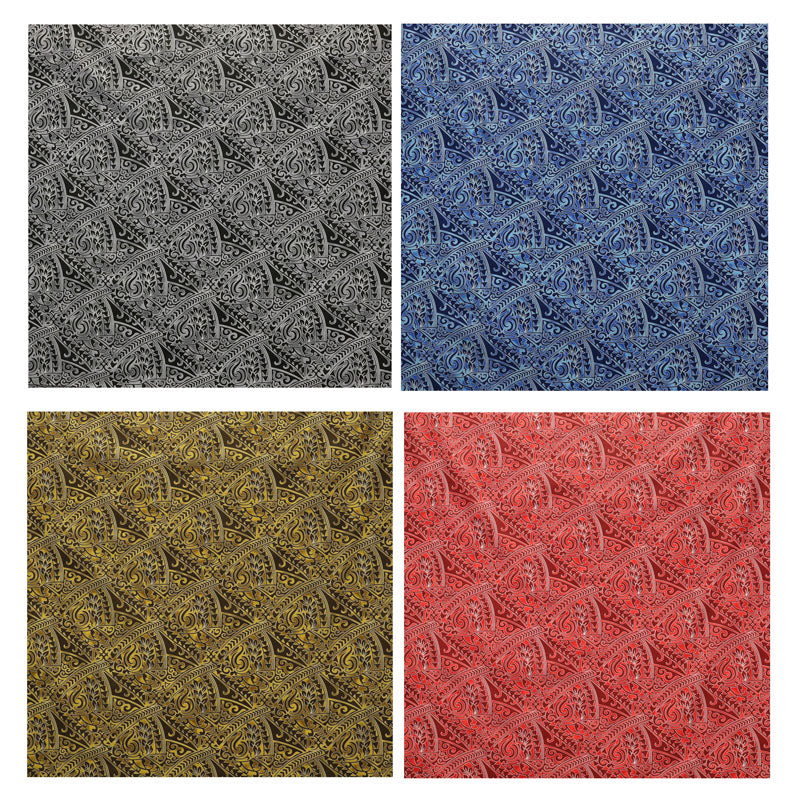Traditional Polynesian Tattoo Triangle Formation Design Poly-Cotton Fabric - Red, Blue, Grey, Gold, 45" Width (1 Yard)