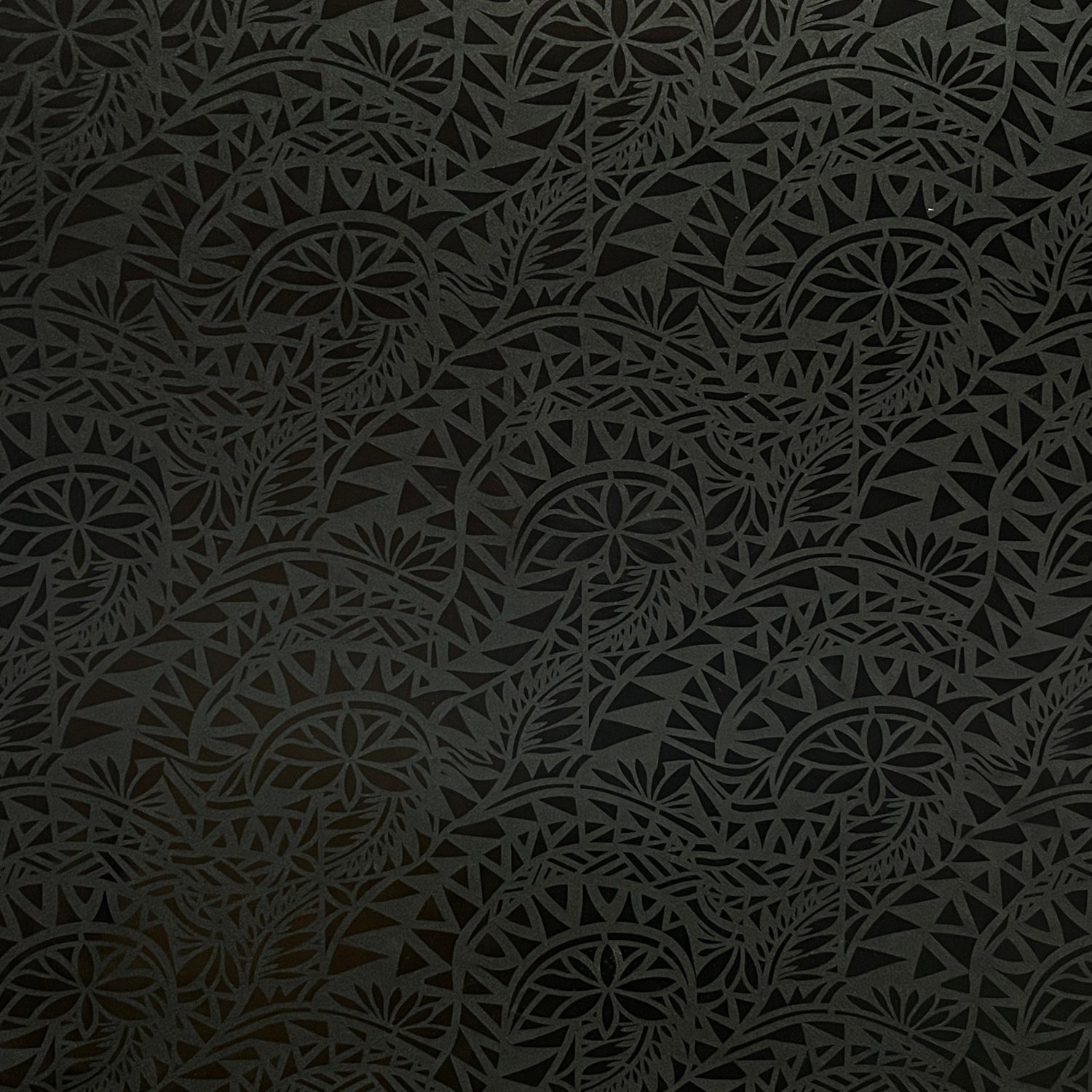 Polyester Foil Fabric Traditional Polynesian Tattoo Water Lily Design