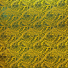 Traditional Polynesian Tattoo Water Lily Design Polyester Foil Fabric - Yellow/ Green, Black/Black, White/Silver, Black & Gold, 36" X 60" (1 Yard)
