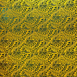 Traditional Polynesian Tattoo Water Lily Design Polyester Foil Fabric - Yellow/ Green, Black/Black, White/Silver, Black & Gold, 36" X 60" (1 Yard)