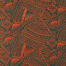 Traditional Polynesian Tattoo With Flower Polyester Flocking Fabric - Orange & Black, 60" Width, 36" Yard Cut (1 Yard)
