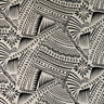 Traditional Polynesian Tattoo With Flower Flocking Polyester Fabric - Tribal Tattoo Print, 60" Width (1 Yard)