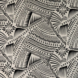Traditional Polynesian Tattoo With Flower Polyester Flocking Fabric - Orange & Black, 60" Width, 36" Yard Cut (1 Yard)