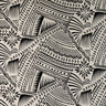 Traditional Polynesian Tattoo With Flower Polyester Flocking Fabric - Orange & Black, 60" Width, 36" Yard Cut (1 Yard)