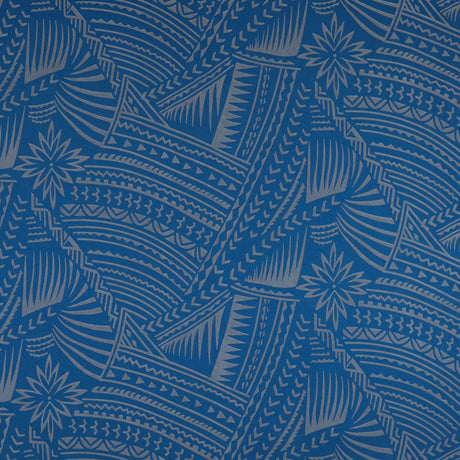 Traditional Polynesian Tattoo With Flower Polyester Flocking Fabric - Orange & Black, 60" Width, 36" Yard Cut (1 Yard)