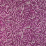 Traditional Polynesian Tattoo With Flower Flocking Polyester Fabric - Tribal Tattoo Print, 60" Width (1 Yard)