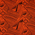 Traditional Polynesian Tattoo With Flower Flocking Polyester Fabric - Tribal Tattoo Print, 60" Width (1 Yard)