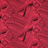 Traditional Polynesian Tattoo With Flower Polyester Flocking Fabric - Orange & Black, 60" Width, 36" Yard Cut (1 Yard)