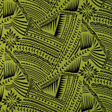 Traditional Polynesian Tattoo With Flower Polyester Flocking Fabric - Orange & Black, 60" Width, 36" Yard Cut (1 Yard)