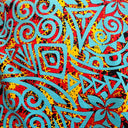 Cotton Fabric Traditional Polynesian Tribal Neon Tie-Dye