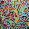 Traditional Polynesian Tribal Neon Tie-Dye Cotton Fabric - Multicolor Tribal Print, 45" Width (1 Yard)