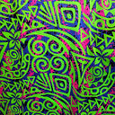 Cotton Fabric Traditional Polynesian Tribal Neon Tie-Dye