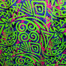 Traditional Polynesian Tribal Neon Tie-Dye Cotton Fabric - Multicolor Tribal Print, 45" Width (1 Yard)