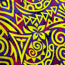 Cotton Fabric Traditional Polynesian Tribal Neon Tie-Dye