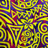 Cotton Fabric Traditional Polynesian Tribal Neon Tie-Dye