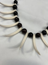 Authentic Ula Nifo Necklace Fabric - White Shells, Brown Beads (1 Piece)