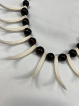 Authentic Ula Nifo Necklace Fabric - White Shells, Brown Beads (1 Piece)