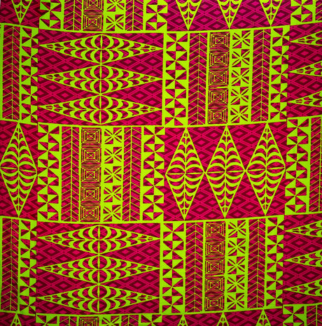Traditional Tongan Geometric Design Cotton Fabric - Geometric Pattern, Assorted Colors, 30" X 45" (1 Yard)