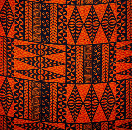 Traditional Tongan Geometric Design Cotton Fabric - Geometric Design, 30" X 45", 100 Percent Cotton (1 Yard)