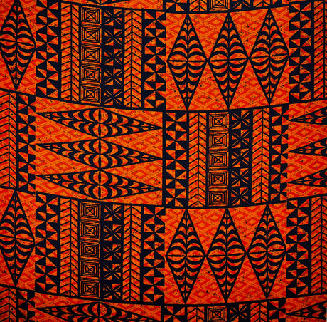 Traditional Tongan Geometric Design Cotton Fabric - Geometric Pattern, Assorted Colors, 30" X 45" (1 Yard)