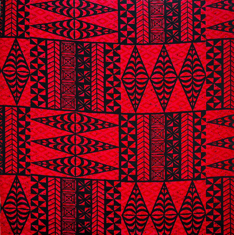 Traditional Tongan Geometric Design Cotton Fabric - Geometric Design, 30" X 45", 100 Percent Cotton (1 Yard)