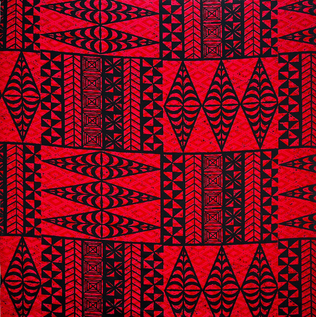 Traditional Tongan Geometric Design Cotton Fabric - Geometric Pattern, Assorted Colors, 30" X 45" (1 Yard)