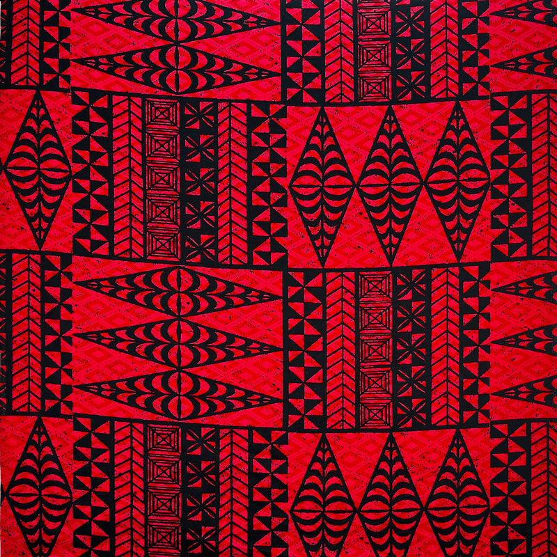 Traditional Tongan Geometric Design Cotton Fabric - Geometric Pattern, 30" X 45" (1 Yard)