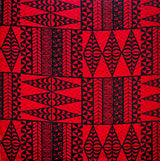 Traditional Tongan Geometric Design Cotton Fabric - Geometric Pattern, 30" X 45" (1 Yard)