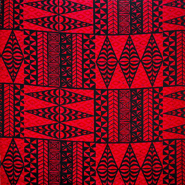 Traditional Tongan Geometric Design Cotton Fabric - Geometric Pattern, 30" X 45" (1 Yard)