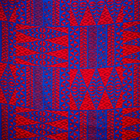 Traditional Tongan Geometric Design Cotton Fabric - Geometric Pattern, Assorted Colors, 30" X 45" (1 Yard)