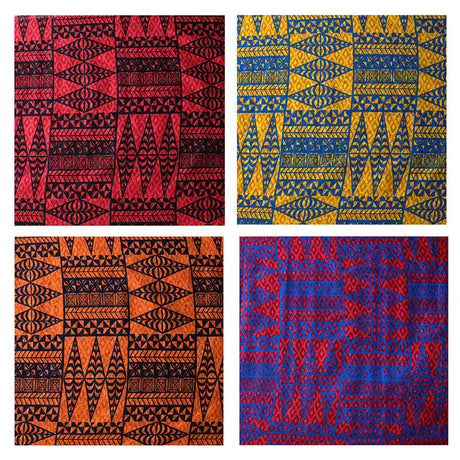 Traditional Tongan Geometric Design Cotton Fabric - Geometric Pattern, 30" X 45" (1 Yard)