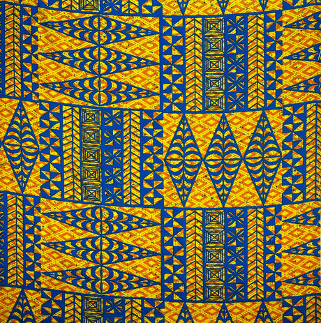 Traditional Tongan Geometric Design Cotton Fabric - Geometric Pattern, Assorted Colors, 30" X 45" (1 Yard)