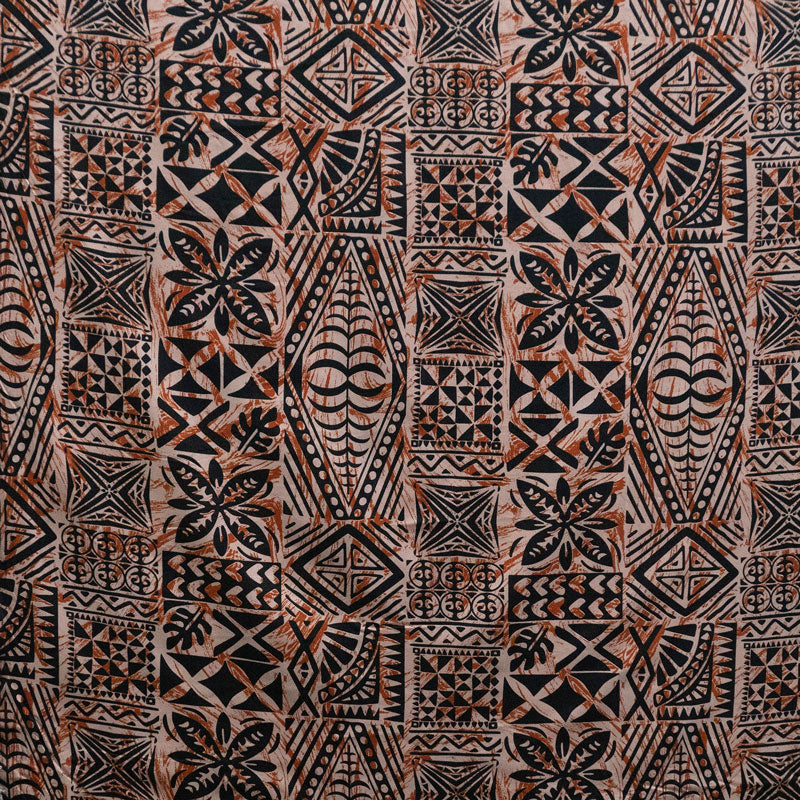 Peachskin Fabric Traditional Tongan Geometric Design