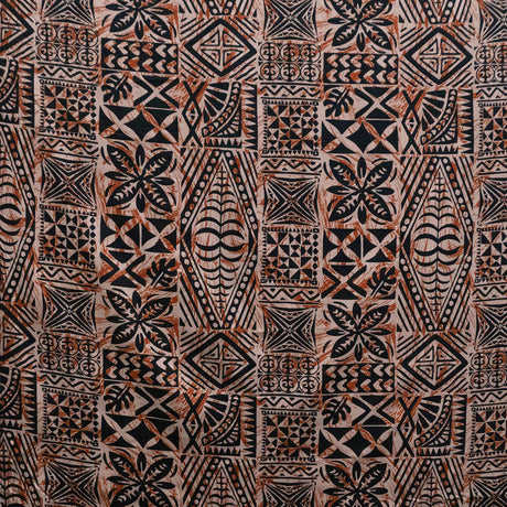 Peachskin Fabric Traditional Tongan Geometric Design