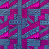 Traditional Tongan Geometric Design Peachskin Fabric - Rust/Turquoise, Red/Yellow, Turquoise/Green, Green/Yellow, Fuchsia/Blue, 36" X 45" (1 Yard)