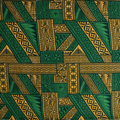 Traditional Tongan Geometric Design Peachskin Fabric - Rust/Turquoise, Red/Yellow, Turquoise/Green, Green/Yellow, Fuchsia/Blue, 36" X 45" (1 Yard)