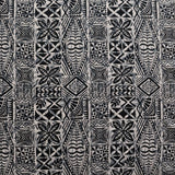 Traditional Tongan Geometric Design Peachskin Fabric - Gray, Black, Green, Khaki, Blue, Purple, 45" Width (1 Yard)