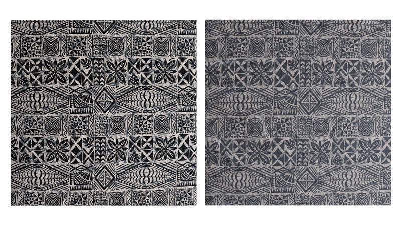 Traditional Tongan Geometric Design Peachskin Fabric - Gray, Black, Green, Khaki, Blue, Purple, 45" Width (1 Yard)