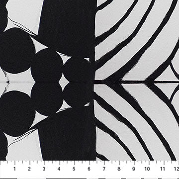 Cotton Abstract Print Fabric Black White 44/45" Transcendence