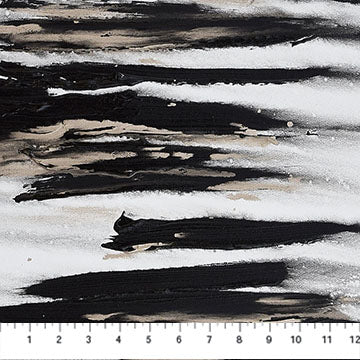 Cotton Paint Stripe Fabric Black White 44/45"