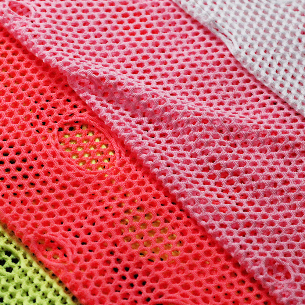 Trashy Net Polyester Spandex Fabric - Black, White, Light Pink, Coral, Yellow, Neon Lime Solid Mesh, 58/60" Width (1 Yard)
