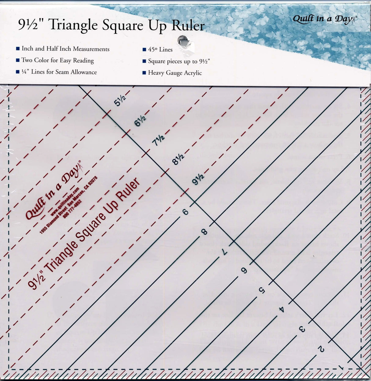 Acrylic Quilting Ruler 9 1/2in Triangular Square Up