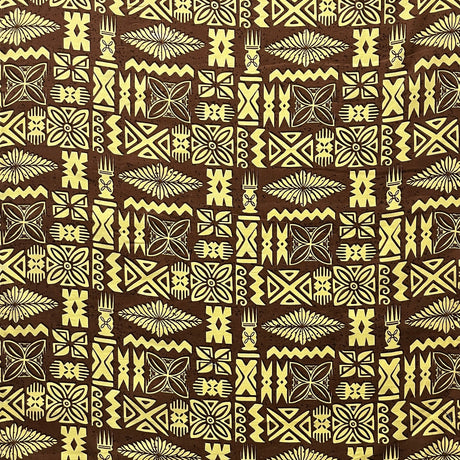 Tribal Tapa Cotton Barkcloth Fabric - Tongan Kupesi Pattern, 45" Width (1 Yard)